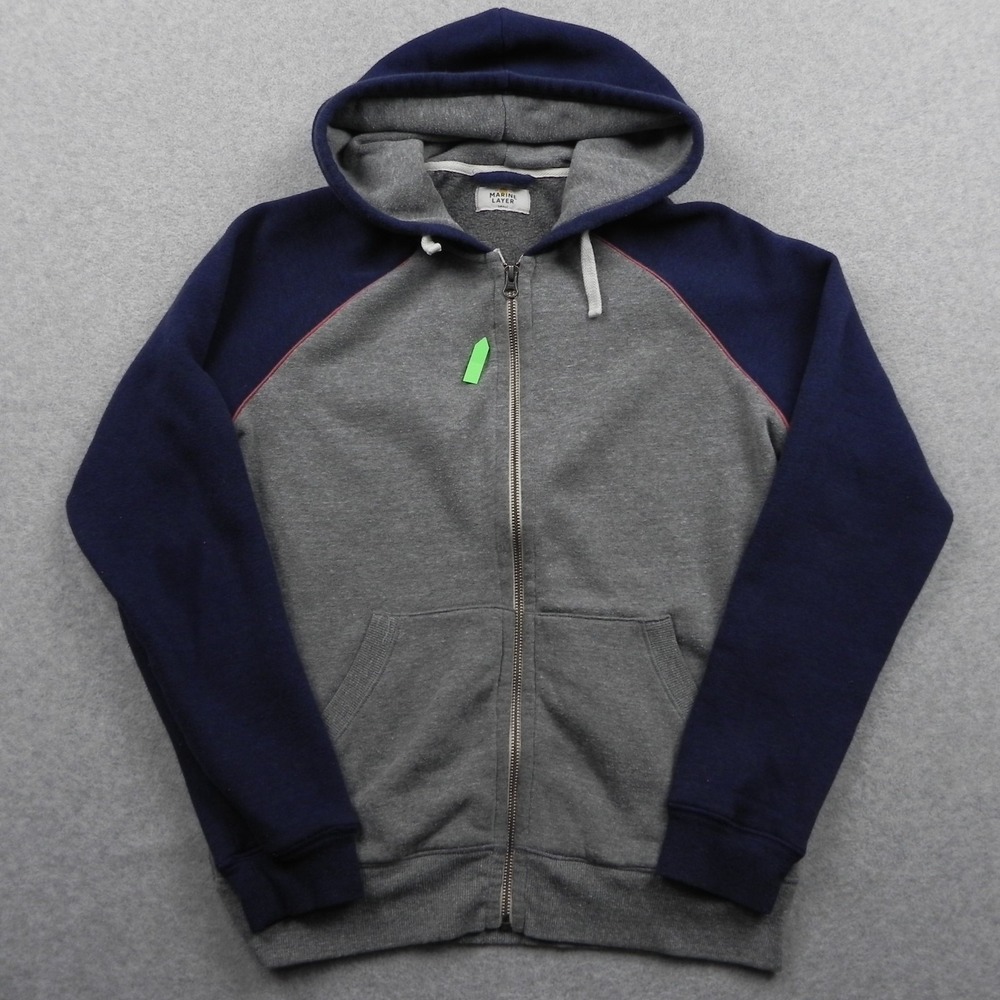 Marine Layer Hoodie Mens Small Full-Zip Fleece Sweat Jacket Gray Long Sleeve
